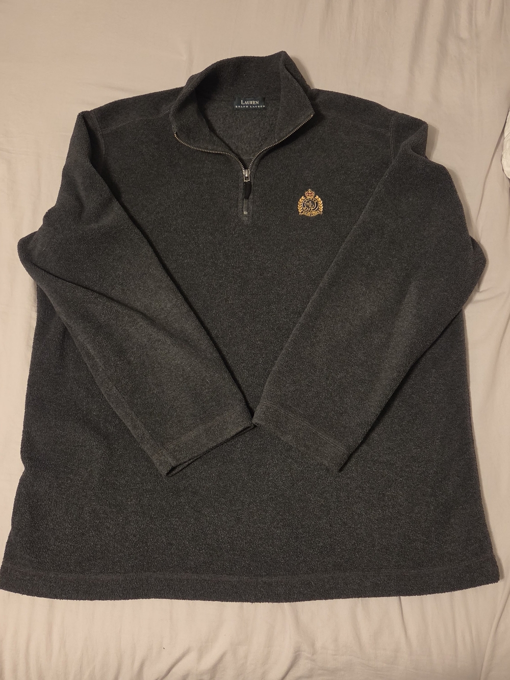 Lauren Ralph Lauren Gray Quarter Zip Fleece Pullover Mens XL